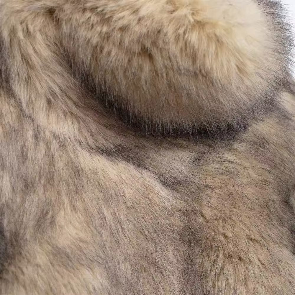ELVORU Fur Effect Puffer Coat