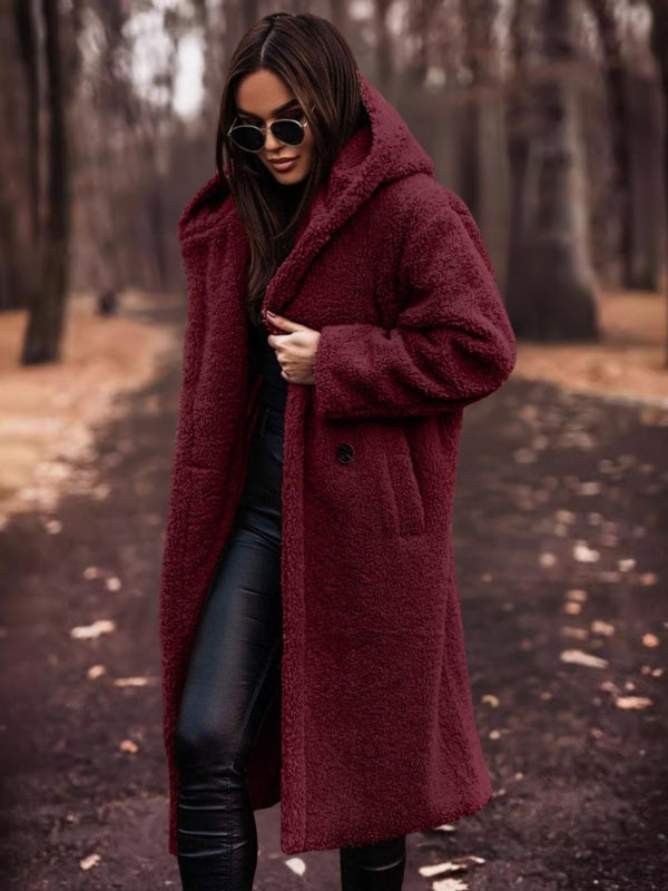 Women's Teddy Coat Double-Breasted with Removable Belt