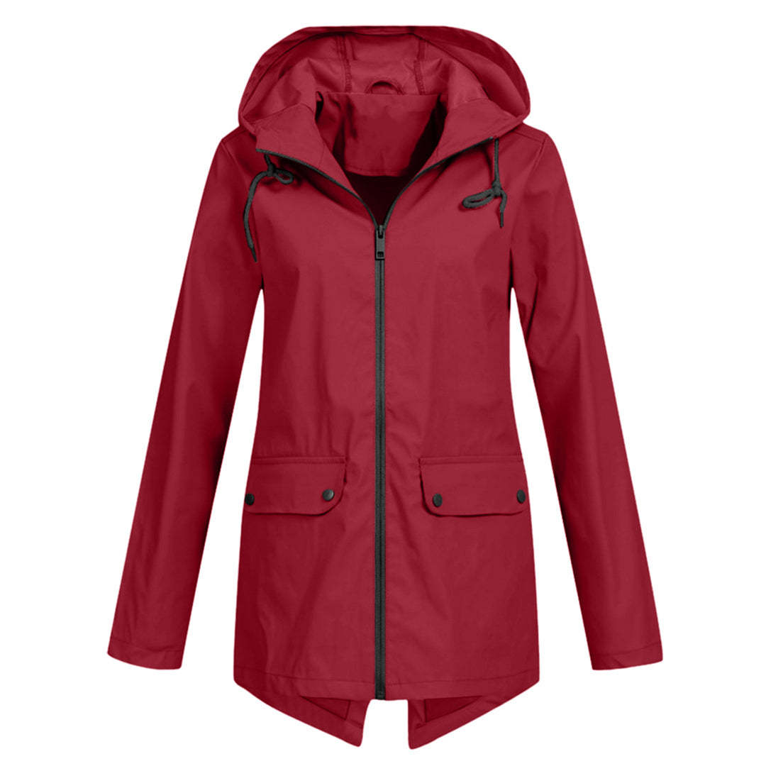 Women's Long Hooded Raincoat for Winter