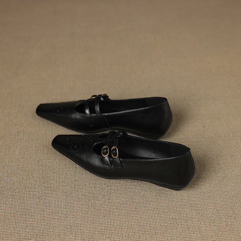 Lorraine | Brogued Double-Strap Mary Jane Flat