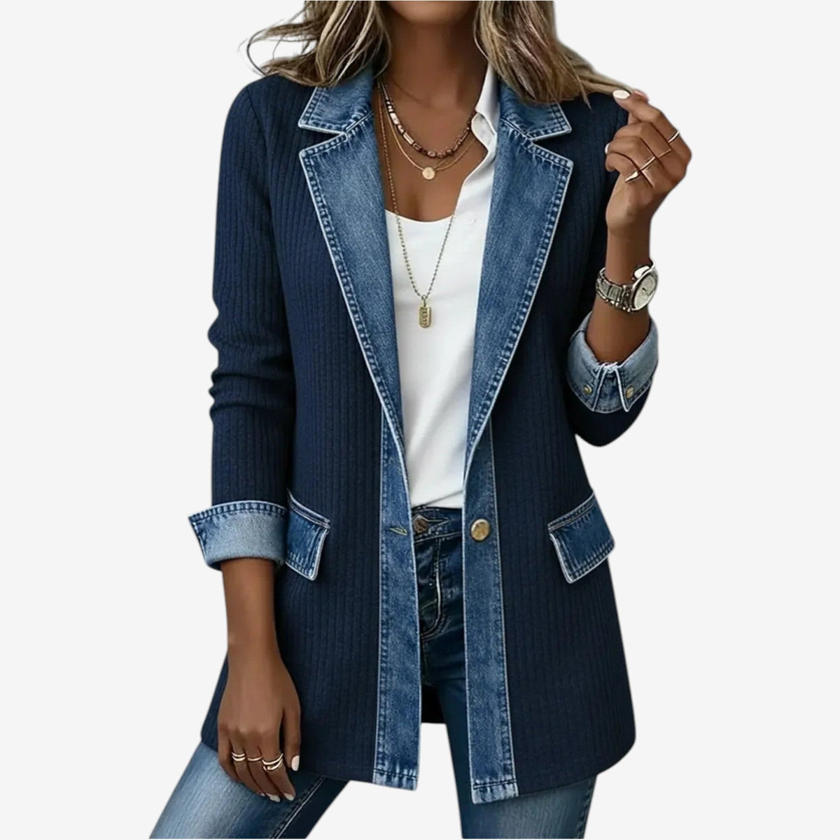 Elena | Elegant Layered Collar Button Jacket