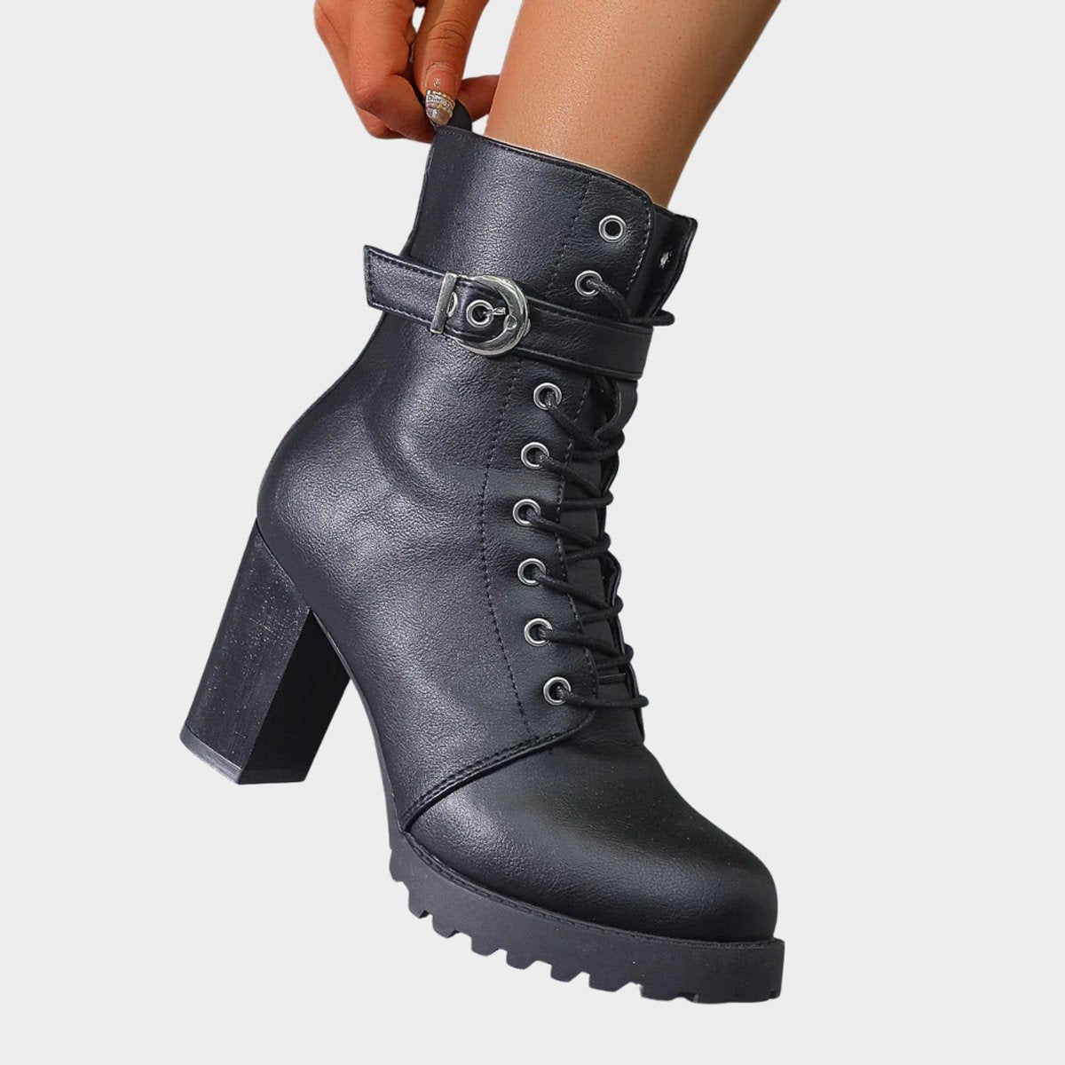 Hazel | Stylish Lace-Up Block-Heel Combat Ankle Boots for Women