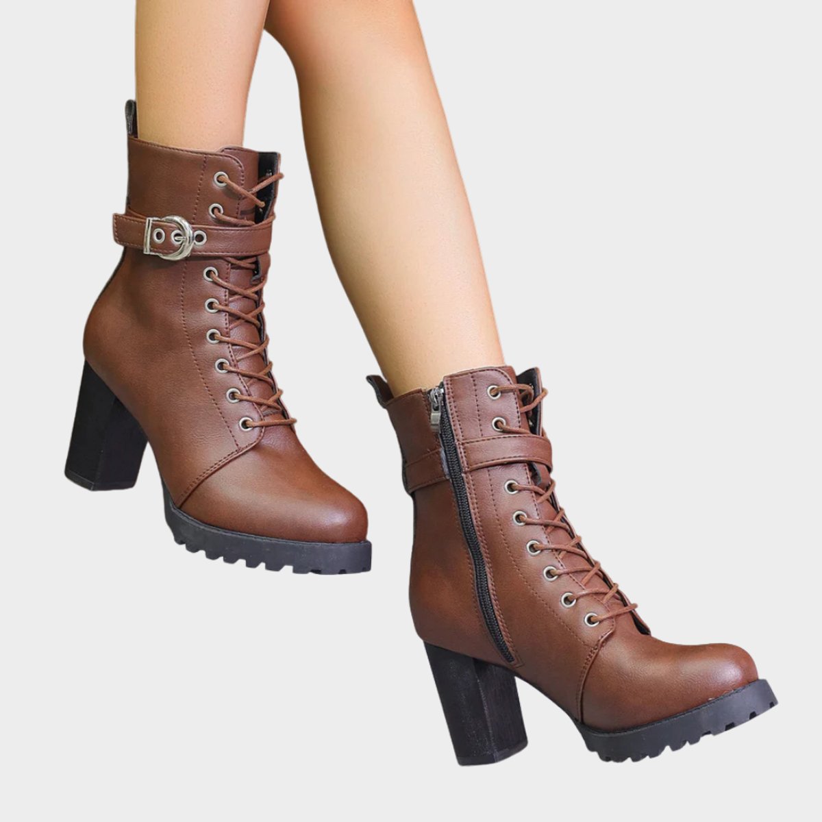 Hazel | Stylish Lace-Up Block-Heel Combat Ankle Boots for Women