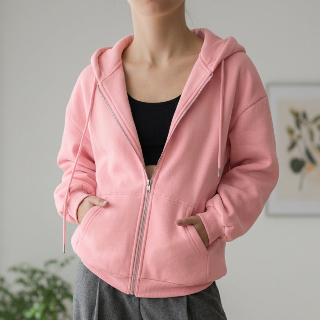 Women's Cotton Fleece Zip Up Hoodie