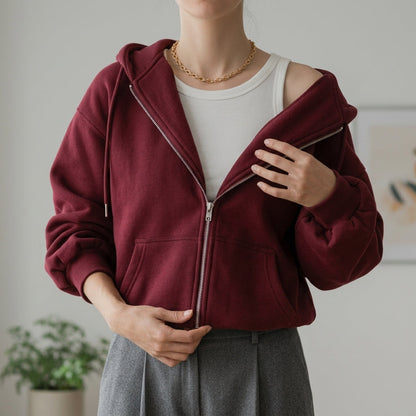 Women's Cotton Fleece Zip Up Hoodie