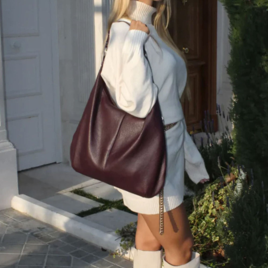 AMALFI CHARM Gray Leather Bag