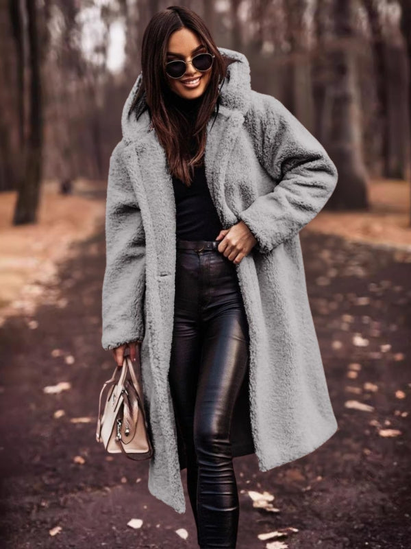 Women's Teddy Coat Double-Breasted with Removable Belt