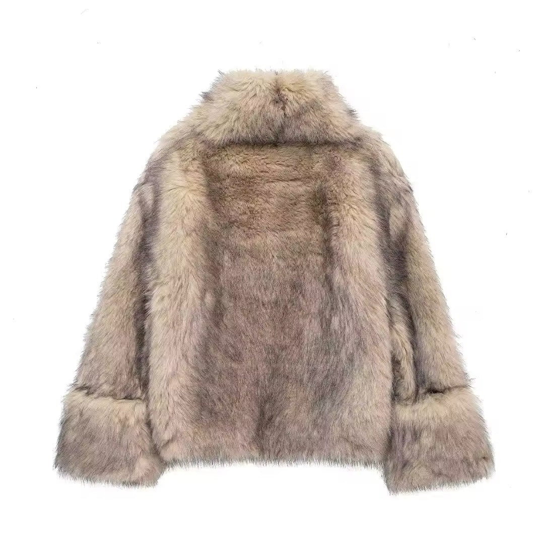 ELVORU Fur Effect Puffer Coat