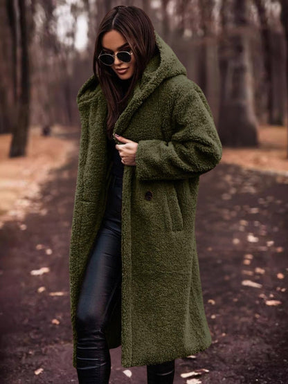 Women's Teddy Coat Double-Breasted with Removable Belt