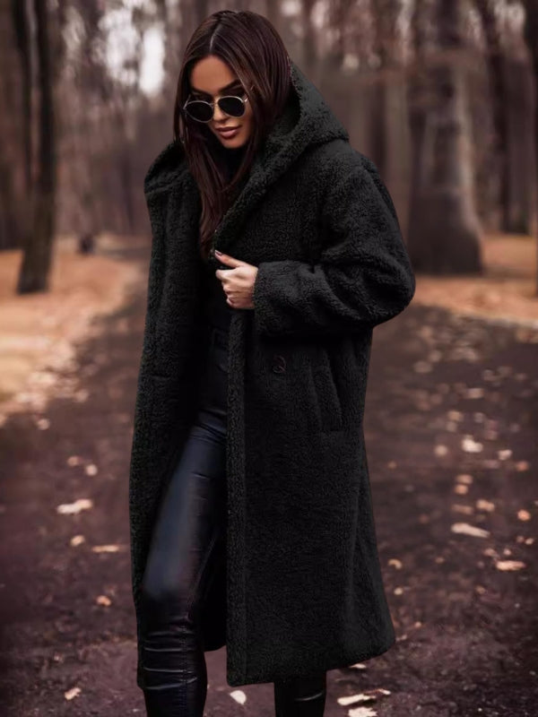 Women's Teddy Coat Double-Breasted with Removable Belt
