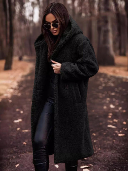 Women's Teddy Coat Double-Breasted with Removable Belt