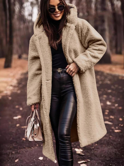 Women's Teddy Coat Double-Breasted with Removable Belt