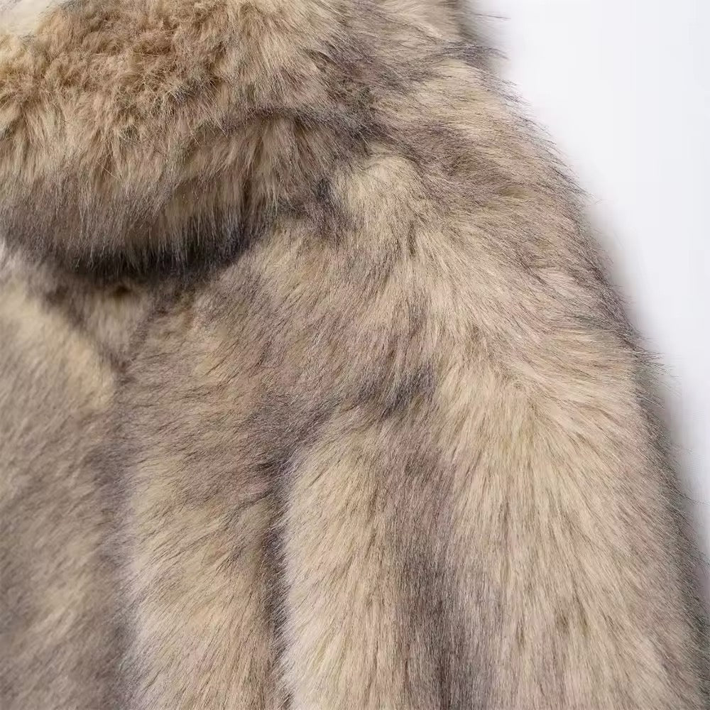 ELVORU Fur Effect Puffer Coat