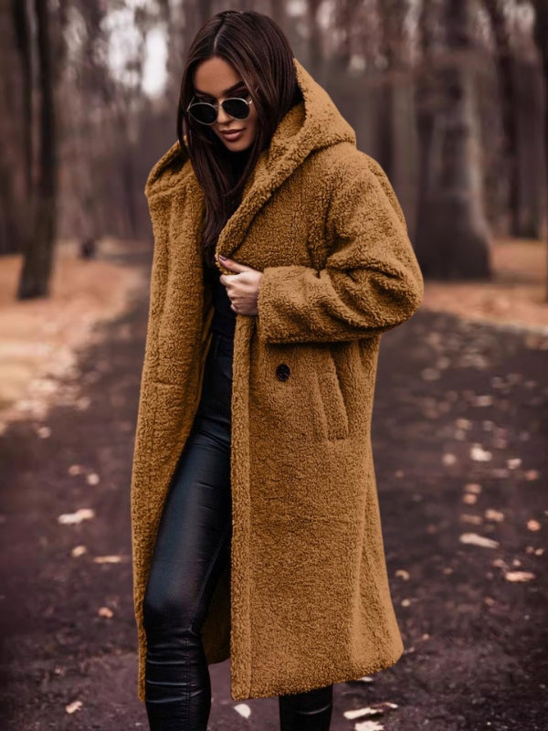 Women's Teddy Coat Double-Breasted with Removable Belt