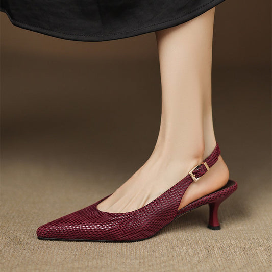 Celiane Pointed Leather Slingback Heels