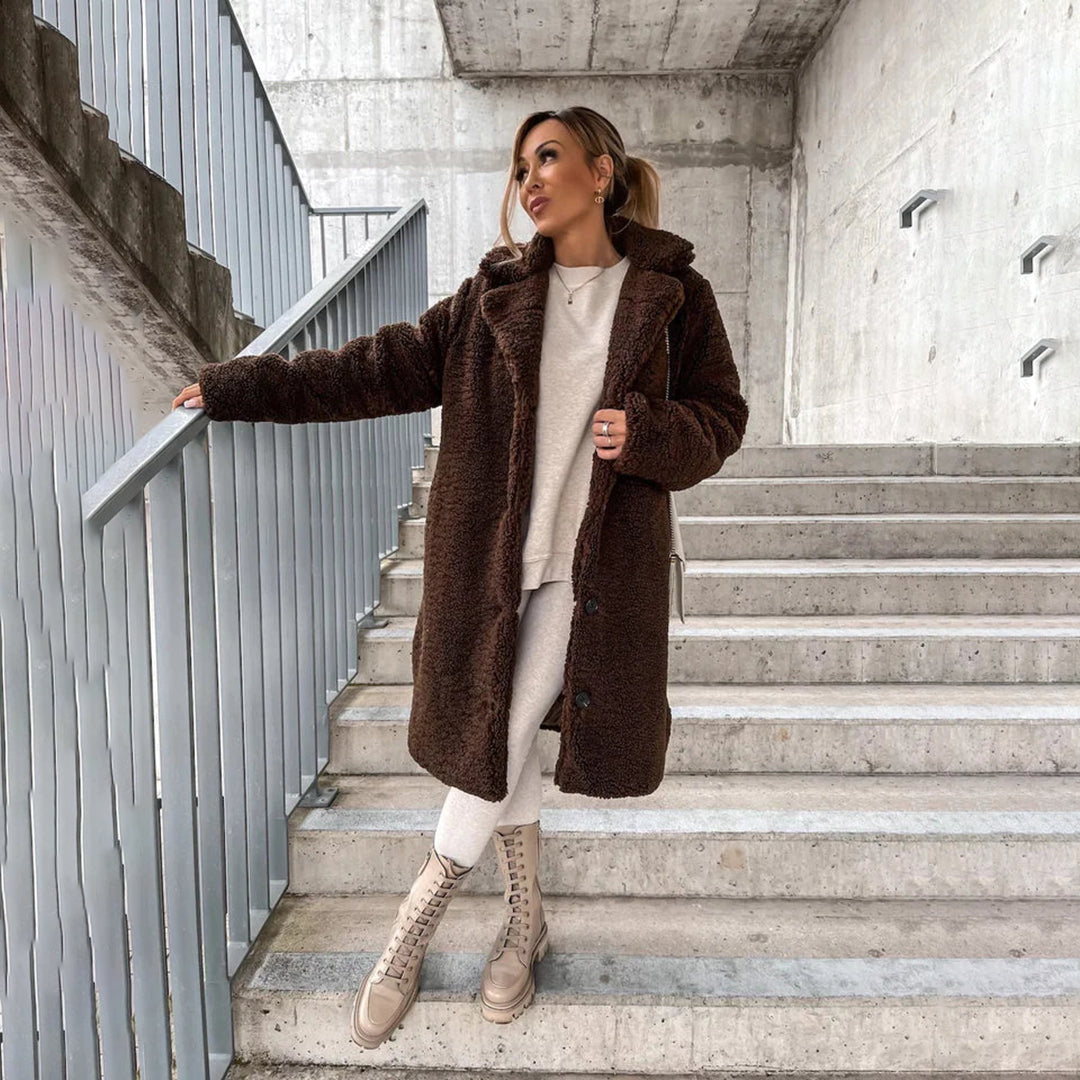 Women's Long Teddy Coat for Winter