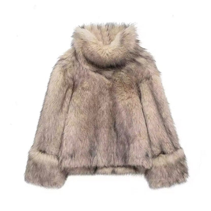 ELVORU Fur Effect Puffer Coat