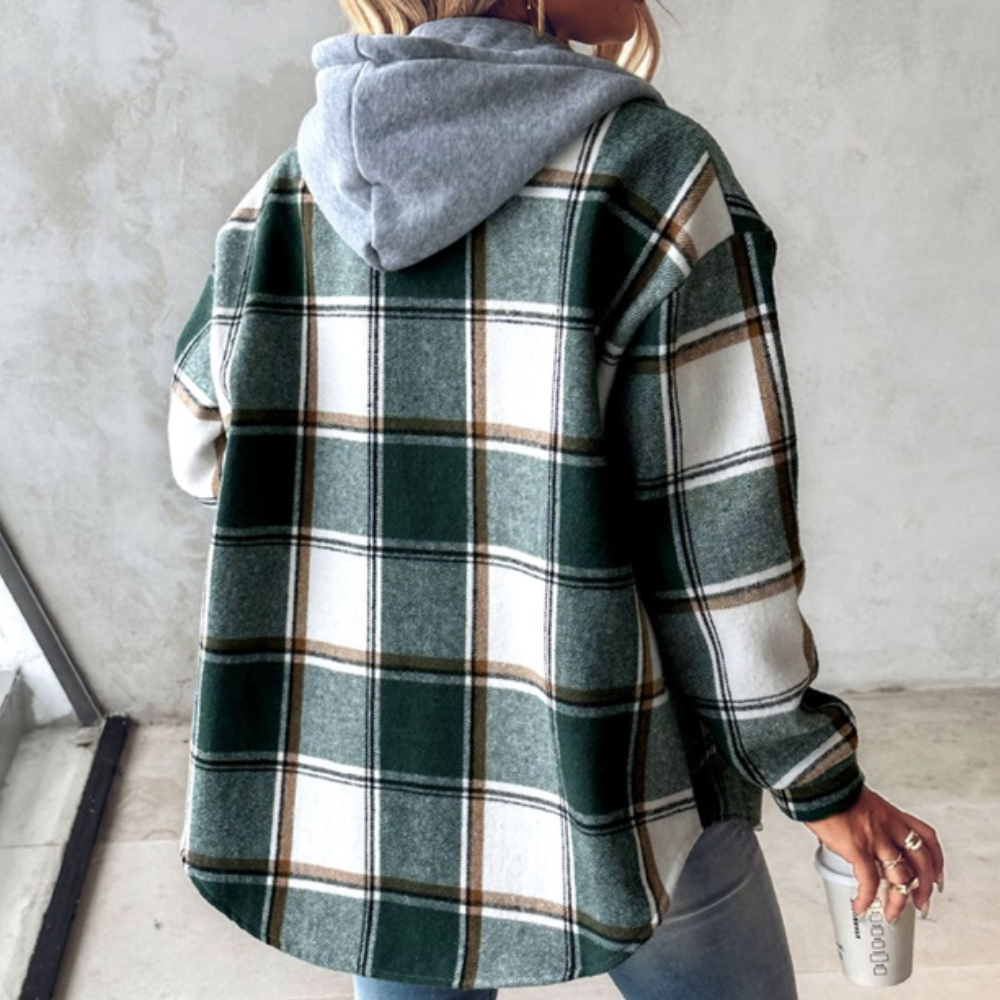 Women's Lightweight Plaid Jacket with Hood