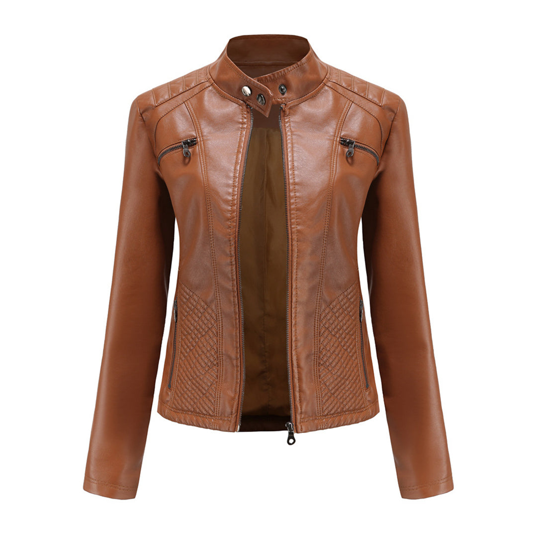 Heather | Women’s Classic Zip-up Biker Jacket