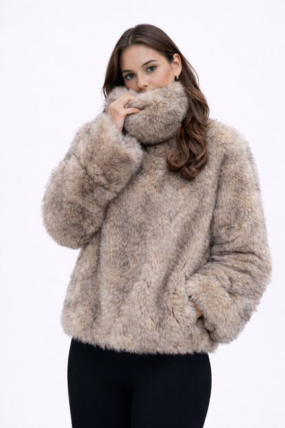 ELVORU Fur Effect Puffer Coat
