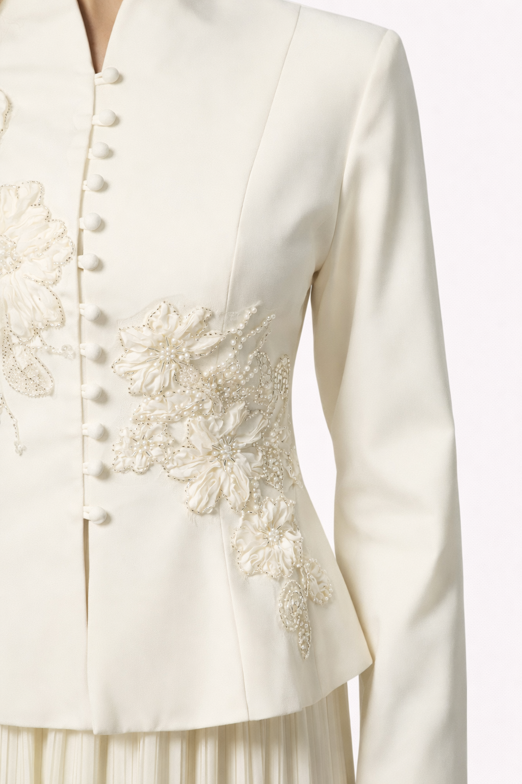 GRACEFUL ARRIVAL Lace Jacket & Pleated Skirt Set