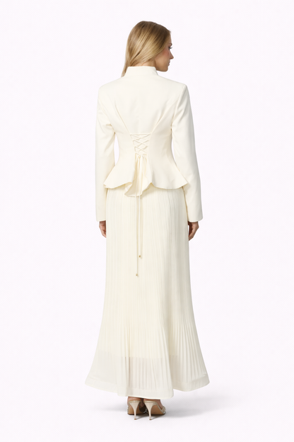 GRACEFUL ARRIVAL Lace Jacket & Pleated Skirt Set