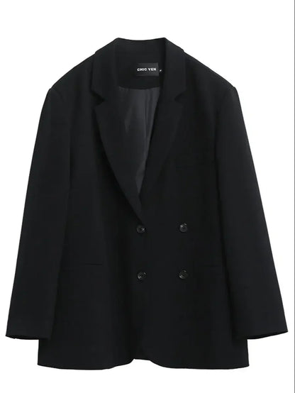 Chic Blazer – Elegant Solid Long Sleeve Office Coat