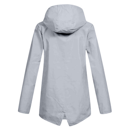 Women's Long Hooded Raincoat for Winter