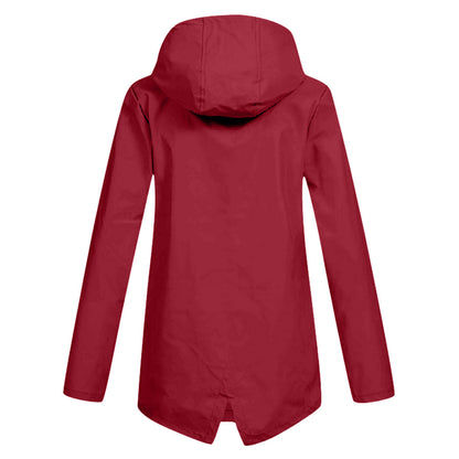 Women's Long Hooded Raincoat for Winter