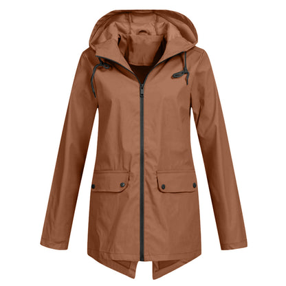 Women's Long Hooded Raincoat for Winter