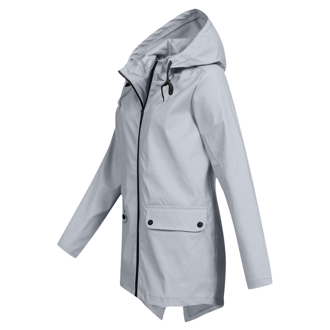 Women's Long Hooded Raincoat for Winter