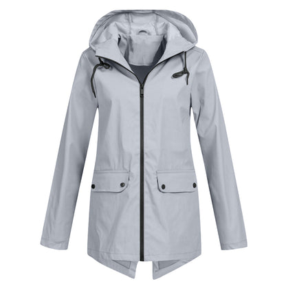 Women's Long Hooded Raincoat for Winter