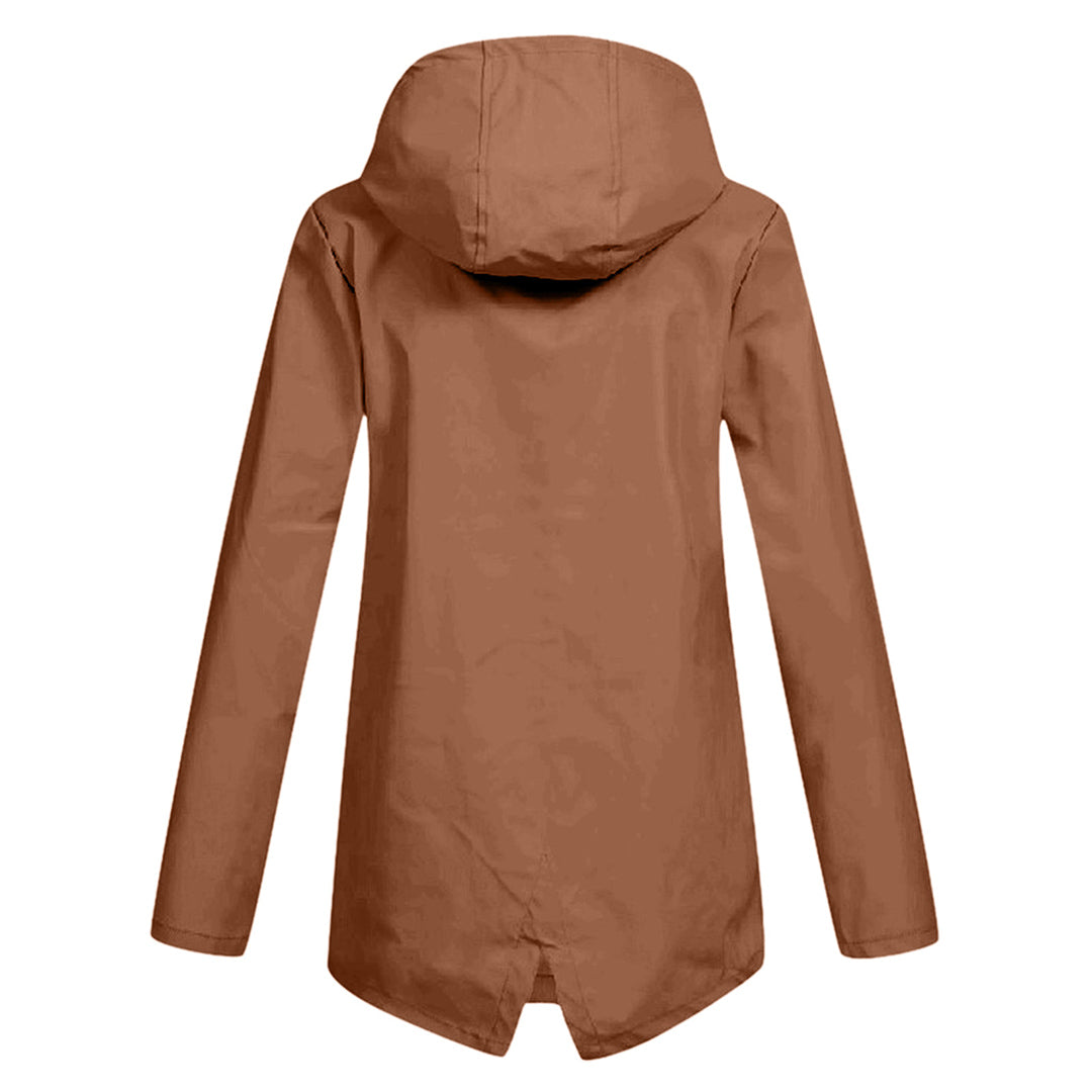 Women's Long Hooded Raincoat for Winter