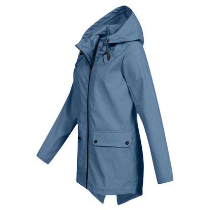 Women's Long Hooded Raincoat for Winter