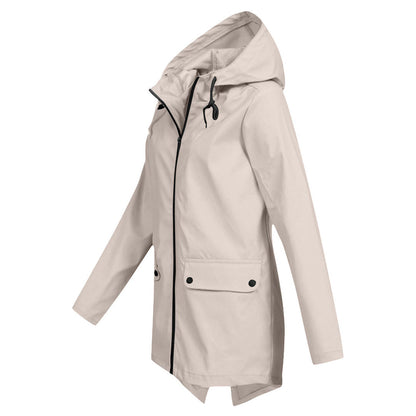 Women's Long Hooded Raincoat for Winter