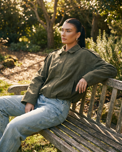 Women's Relaxed Boxy Faux Suede Jacket