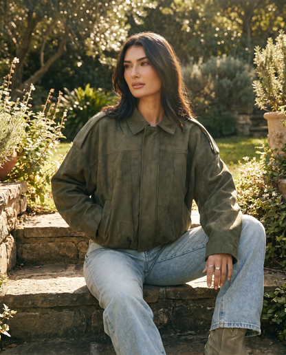 Women's Relaxed Boxy Faux Suede Jacket