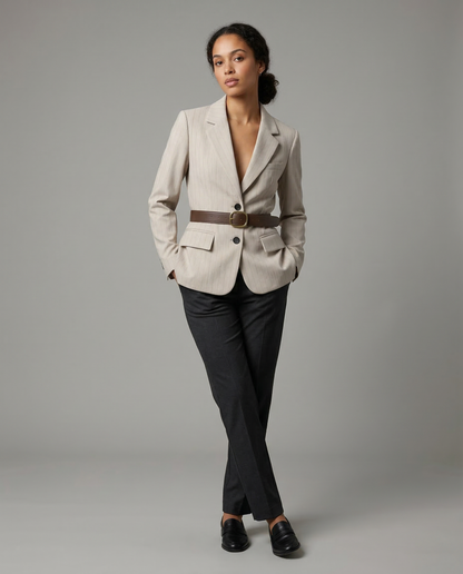 Suit Jacket – Stylish Loose Fit with Waist Belt