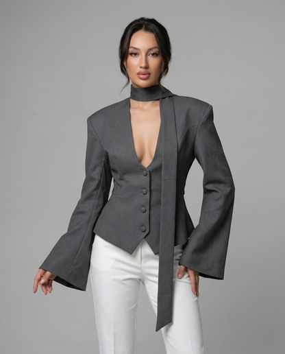 Blazer Jacket – V-Neck Casual Slim Fit for Autumn/Winter