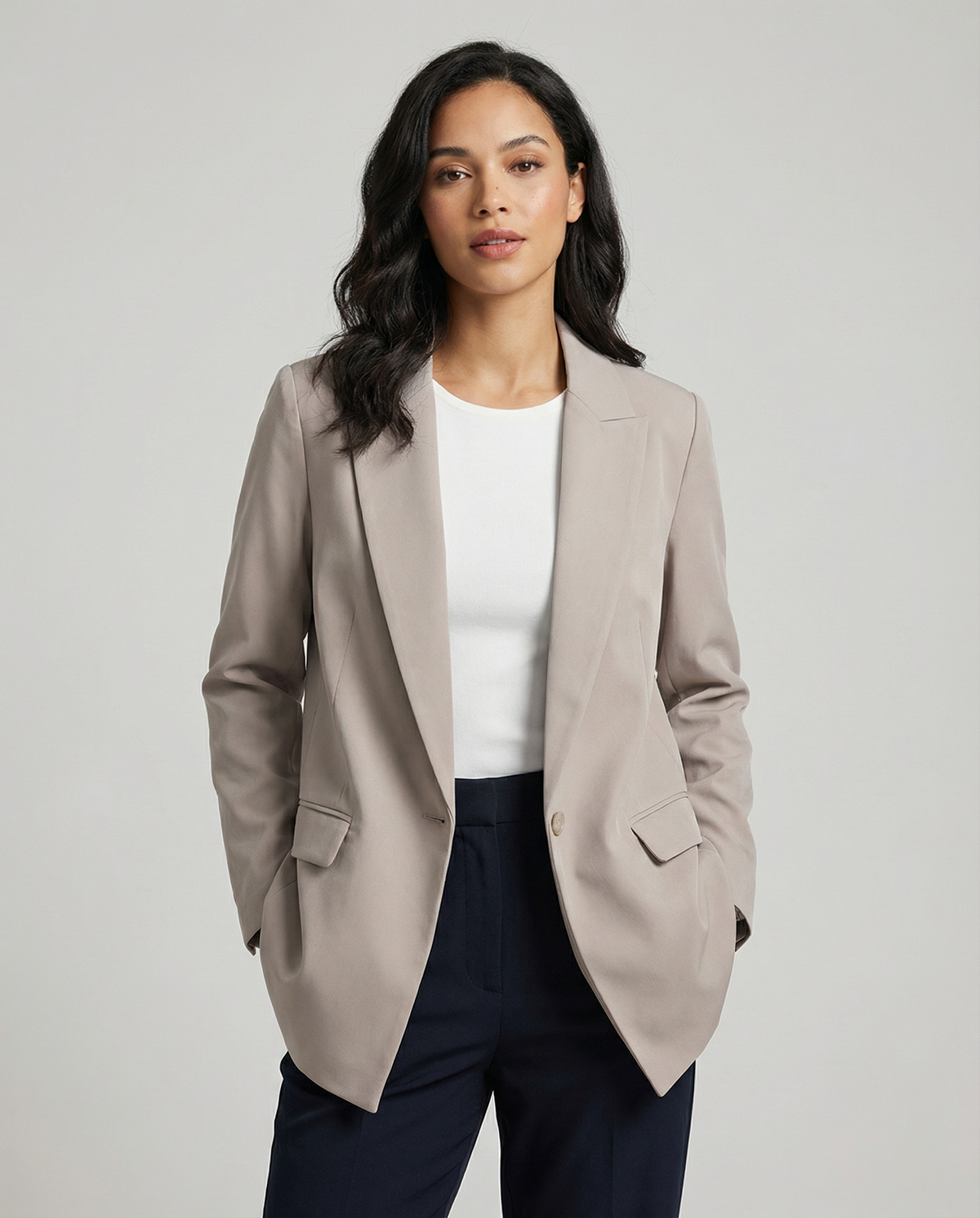 Charmchant Oversized Linen Blazer – Effortless Casual Office Style
