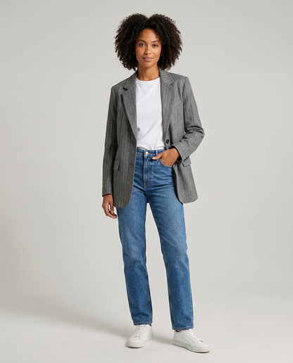 Striped Blazer – Chic Vintage Design with Pockets