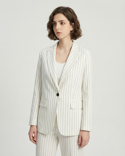 Linen Blazer Suit – Stylish Stripe Design for Chic Office Attire