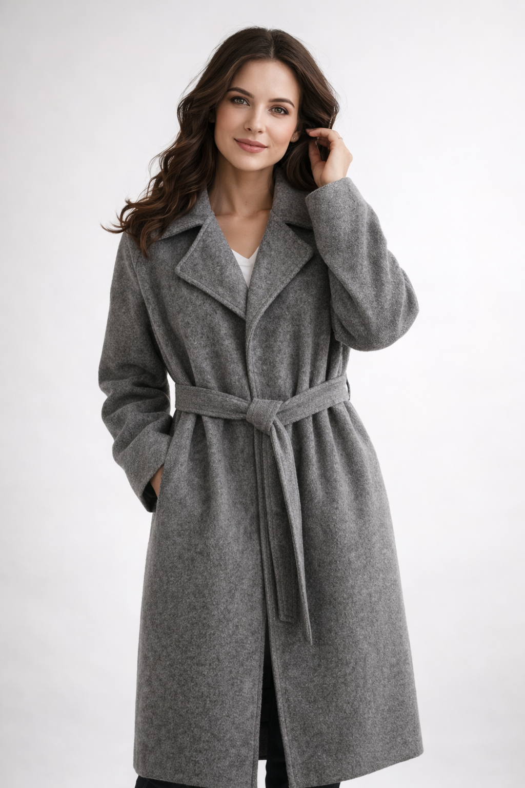 Katheryn – Elegant Belted Long Coat
