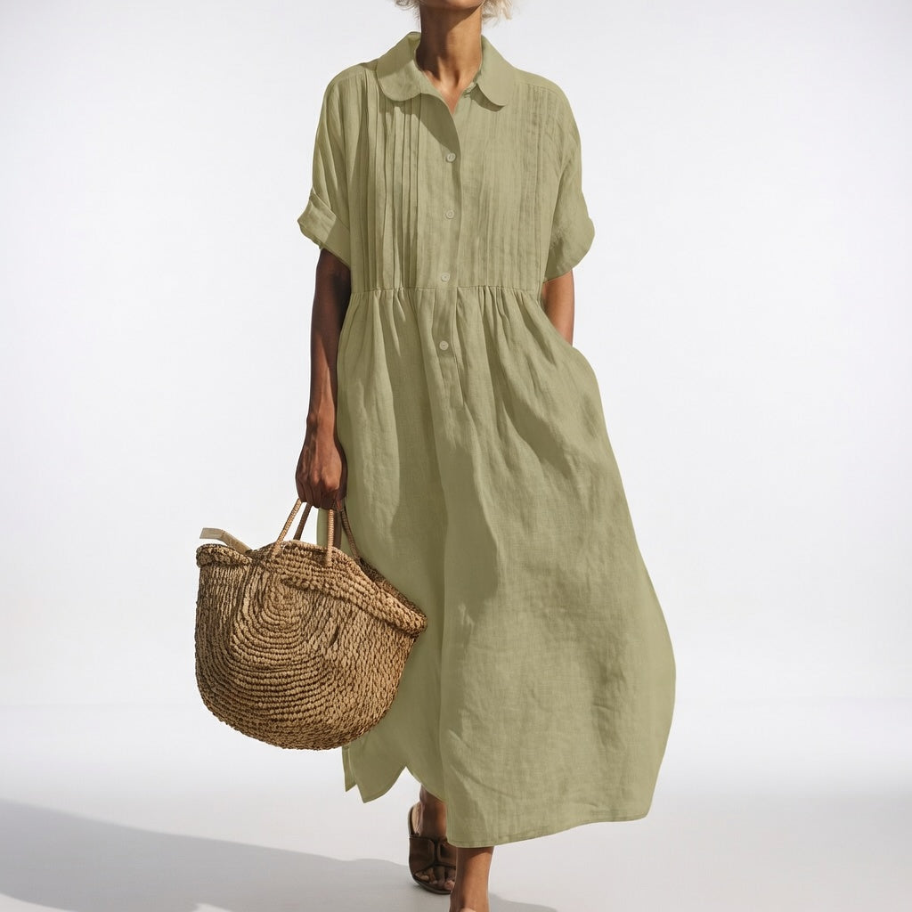 Lysandra | Flowy Cotton Shirt Dress