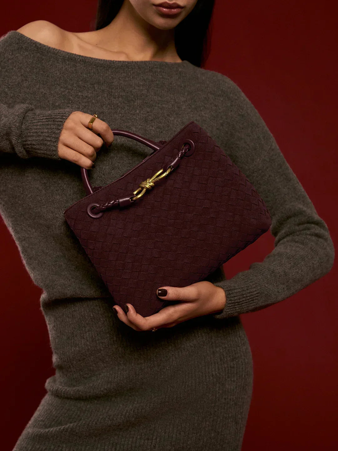 ÉLANE Always Chic Suede Woven Tote Bag