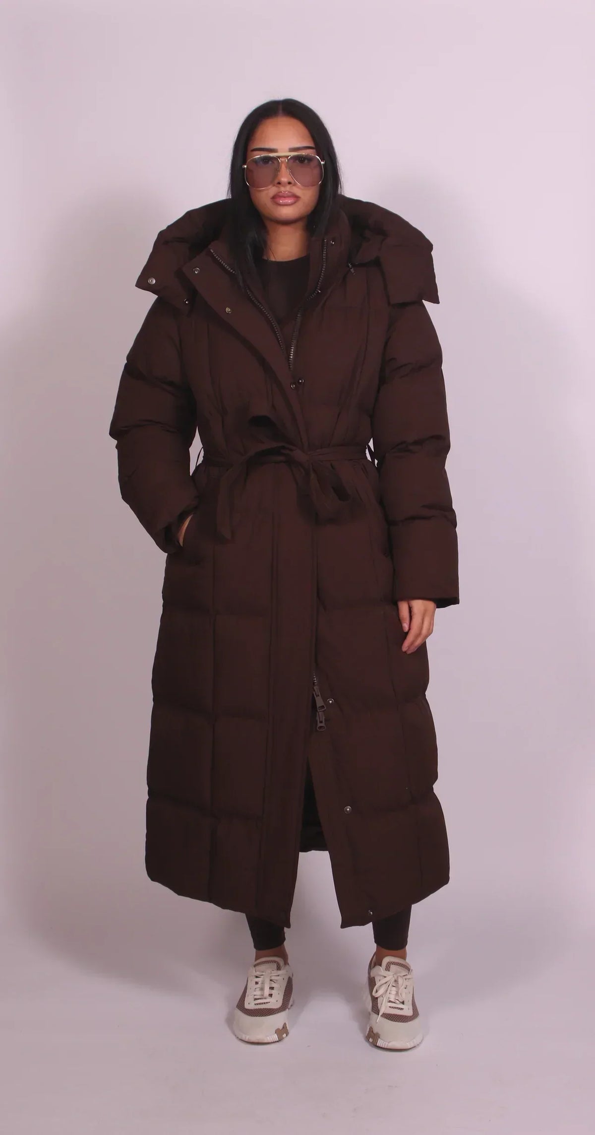Klara – Long Belted Puffer Coat Jacket