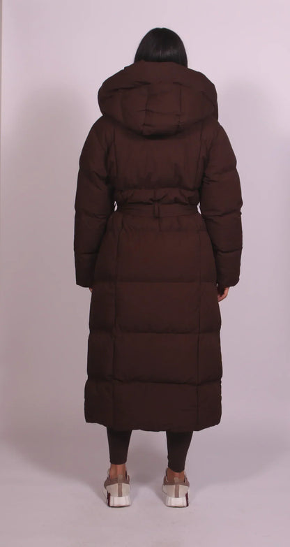 Klara – Long Belted Puffer Coat Jacket
