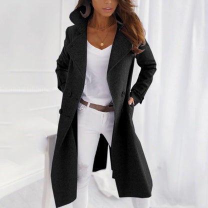 Elegant Long Women's Coat with Buttons