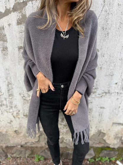 Women's long warm knit cardigan