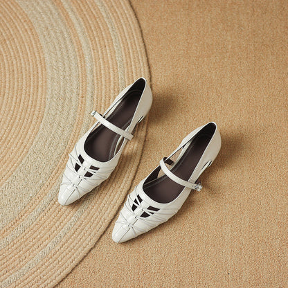Leona | Pointed Lattice-Cut Mary Jane Flat
